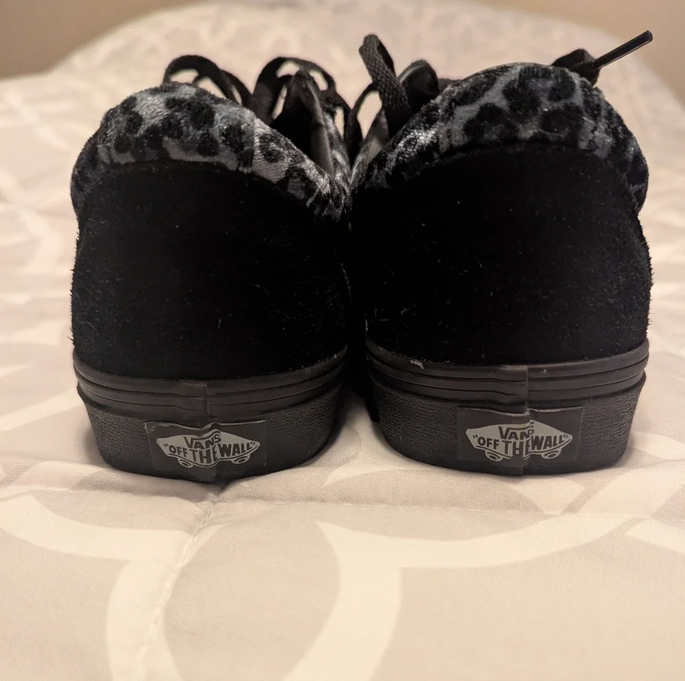 Black & Leopard Print Vans - Picture 3 of 3